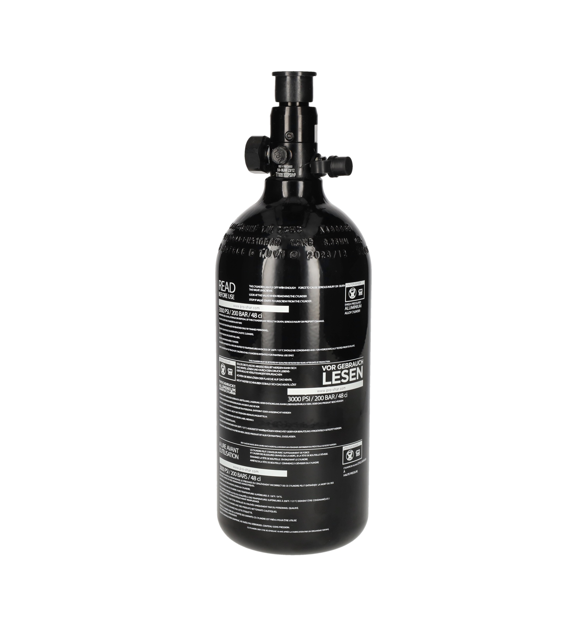 PRO-SHAR PAINTBALL HP SYSTEM 0.8L/48CI (200 BAR) - ALUMINUM - 3000 PSI REGULATOR - Image 2