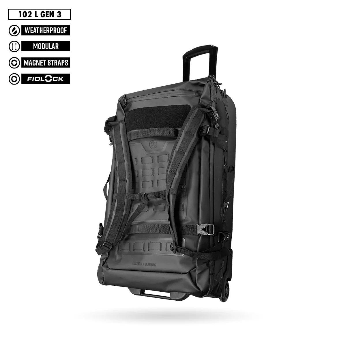 FNDN® MODULAR WEATHERPROOF ROLLING GEARBAG - 102L - BLACK - Image 2